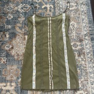 Urban outfitters mini dress - olive green with detailing - size Medium